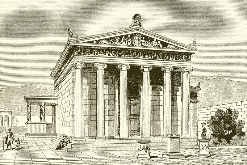 ال Erechtheion ، معبد شهير في أثينا إلى بطل Erectheios بواسطة مدرسة اللغة الإنجليزية