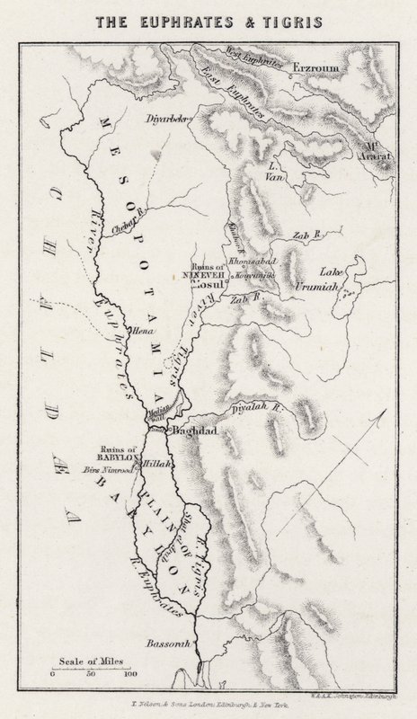 The Euphrates and Tigris (coloured engraving) بواسطة مدرسة اللغة الإنجليزية