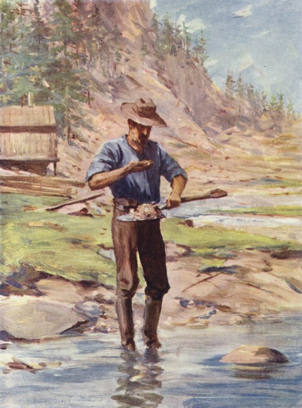 The First Discovery of Gold in California (colour litho) بواسطة مدرسة اللغة الإنجليزية