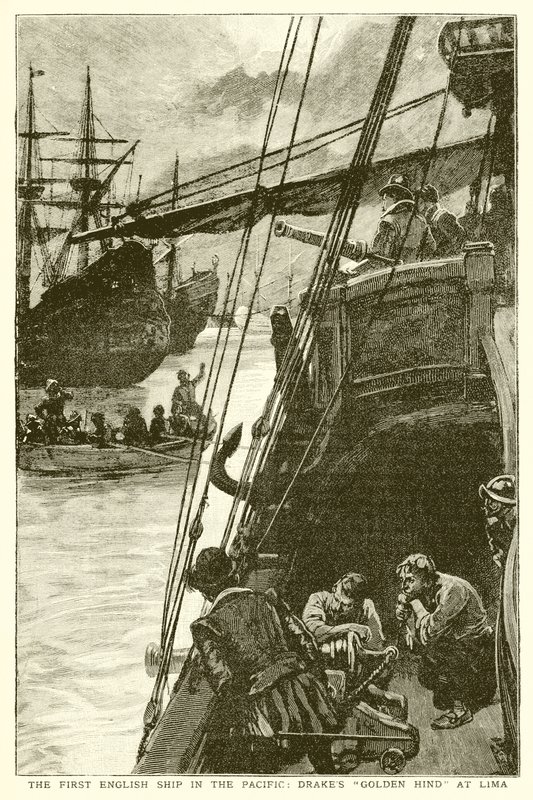أول سفينة إنجليزية في المحيط الهادئ: Drakes Golden Hind في Lima بواسطة مدرسة اللغة الإنجليزية