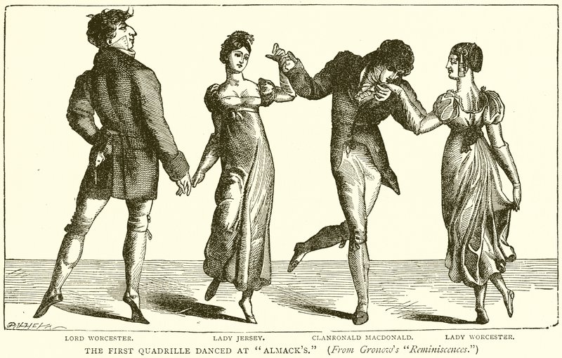 رقصت Quadrille الأولى في Almacks بواسطة مدرسة اللغة الإنجليزية