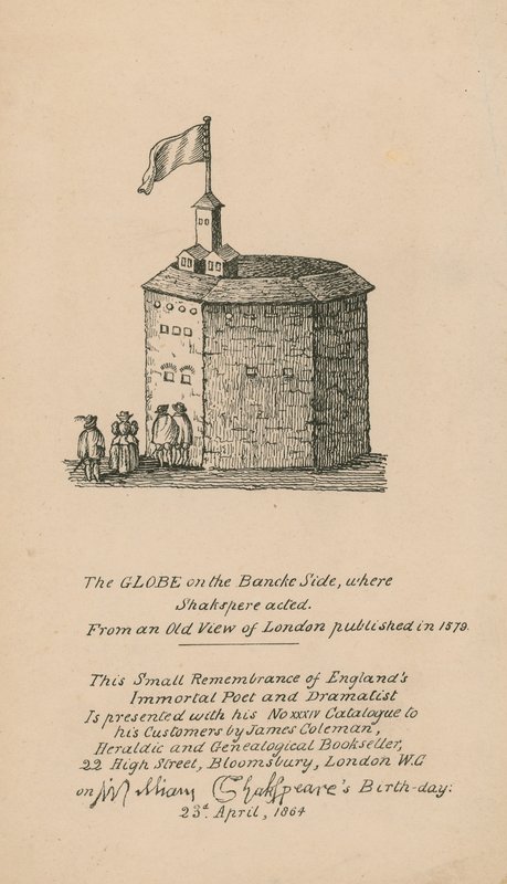 The Globe ، Bankside ، London ، استنادًا إلى منظر قديم للندن تم نشره عام 1579 بواسطة مدرسة اللغة الإنجليزية