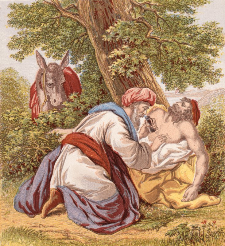 السامري الصالح (نقش ملون) بواسطة مدرسة اللغة الإنجليزية