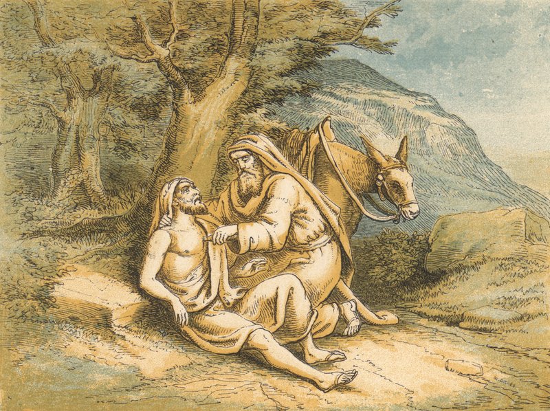 السامري الصالح (نقش ملون) بواسطة مدرسة اللغة الإنجليزية