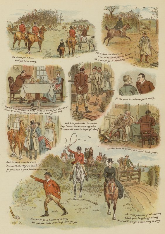 The Hunting Day (chromolitho) بواسطة مدرسة اللغة الإنجليزية