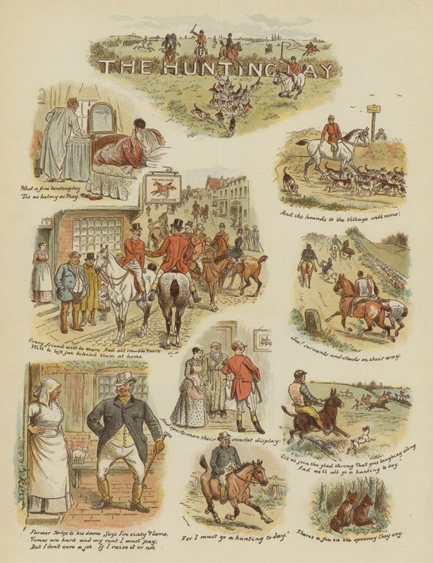 The Hunting Day (chromolitho) بواسطة مدرسة اللغة الإنجليزية