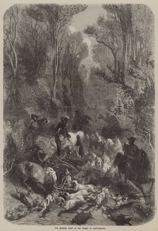 The Imperial Hunt in the Forest of Fontainbleau (engraving) بواسطة مدرسة اللغة الإنجليزية