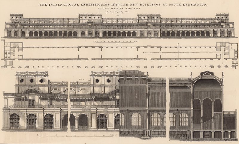 المعرض الدولي لعام 1871 - المباني الجديدة في جنوب كنسينغتون بواسطة مدرسة اللغة الإنجليزية