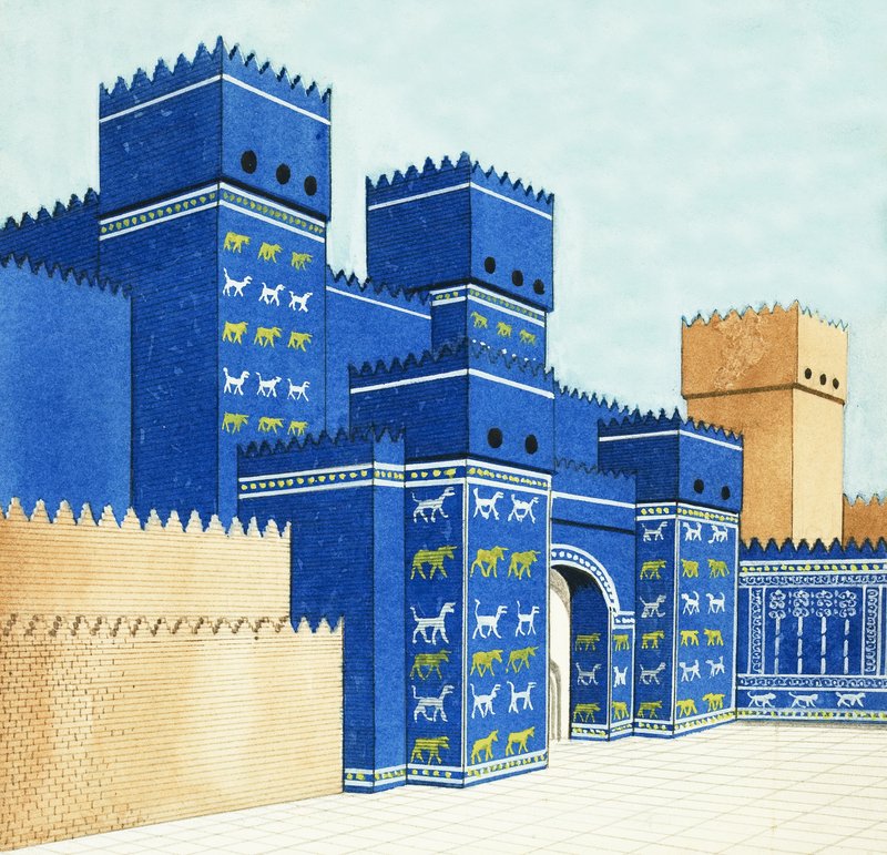 بوابة عشتار في بابل بواسطة مدرسة اللغة الإنجليزية