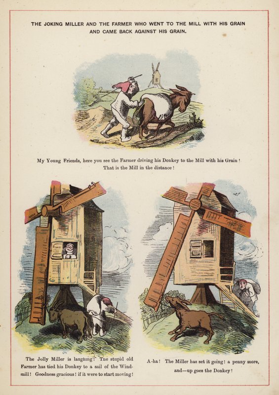 The Joking Miller and the Farmer (colour litho) بواسطة مدرسة اللغة الإنجليزية