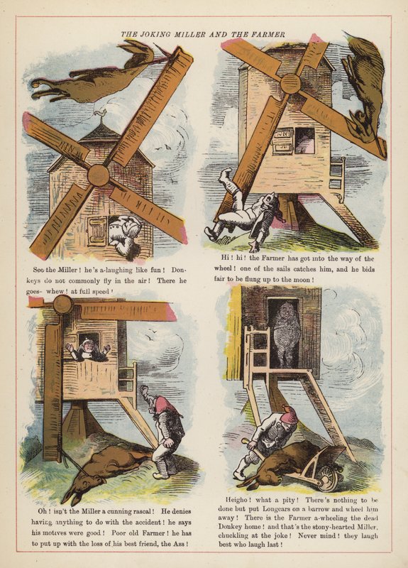 The Joking Miller and the Farmer (colour litho) بواسطة مدرسة اللغة الإنجليزية