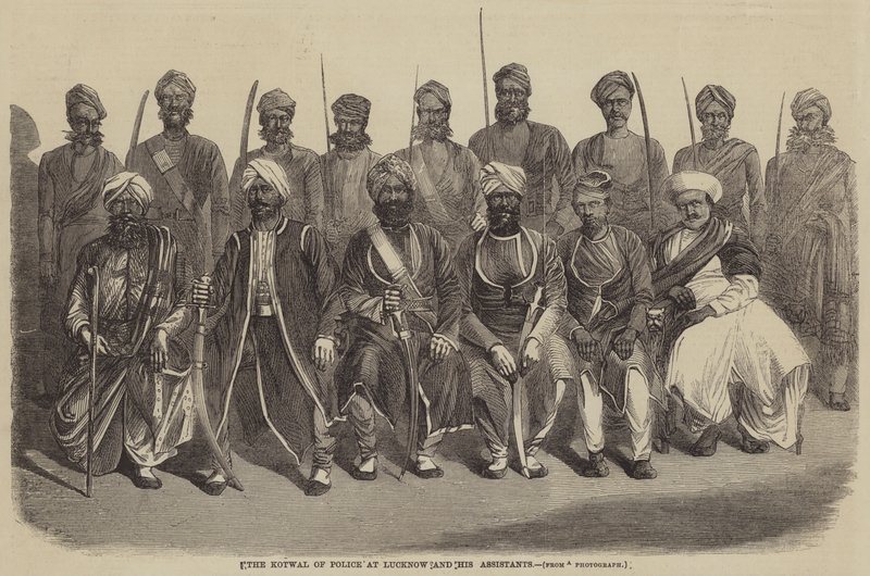 The Kotwal of Police at Lucknow and his Assistants (engraving) بواسطة مدرسة اللغة الإنجليزية