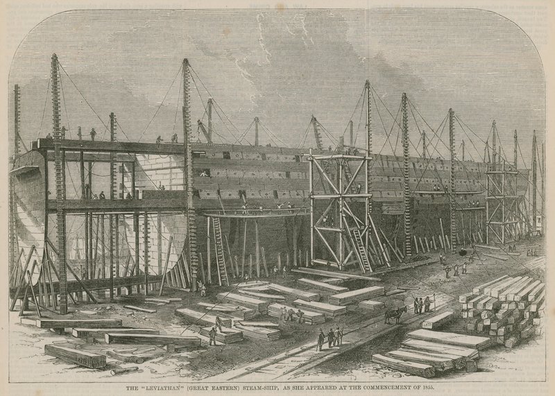 سفينة البخار Leviathan (الشرقية العظمى) ، كما ظهرت في بداية عام 1855 بواسطة مدرسة اللغة الإنجليزية