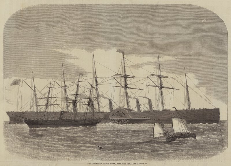 The Leviathan under Steam, with the Himalaya alongside (engraving) بواسطة مدرسة اللغة الإنجليزية