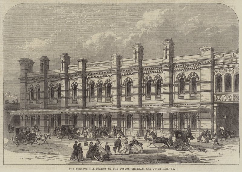 محطة Ludgate-Hill للسكك الحديدية في لندن وتشاتام ودوفر (نقش) بواسطة مدرسة اللغة الإنجليزية