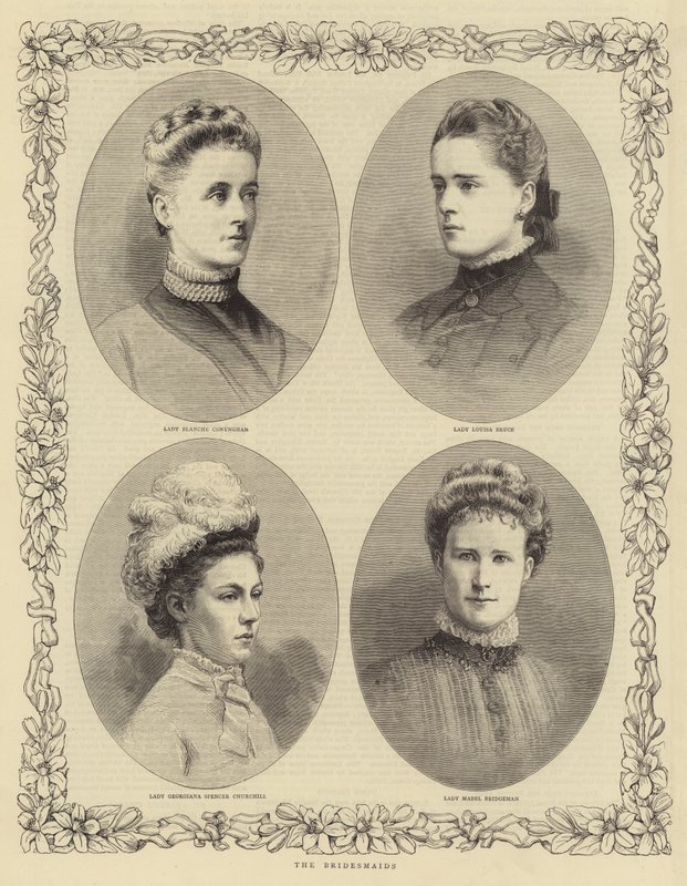 The Marriage of the Duke of Connaught, the Bridesmaids (engraving) بواسطة مدرسة اللغة الإنجليزية