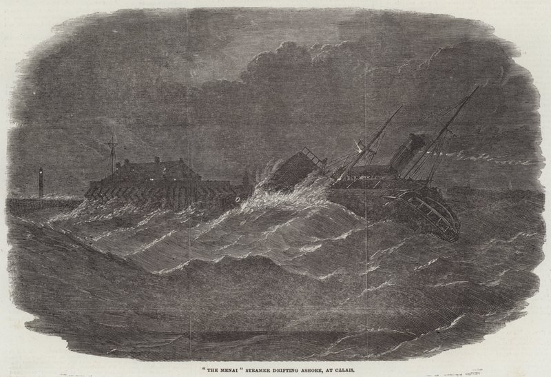 "The Menai" Steamer drifting Ashore, at Calais (engraving) بواسطة مدرسة اللغة الإنجليزية