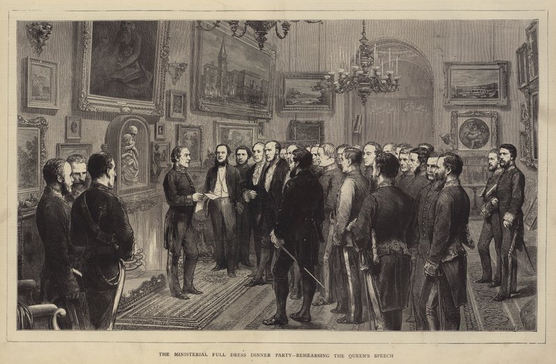 The Ministerial Full Dress Dinner Party, rehearsing the Queen