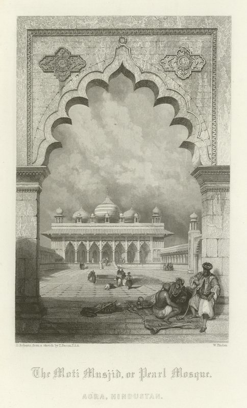 مسجد موتي ، أو مسجد اللؤلؤ ، أغرا ، الهند بواسطة مدرسة اللغة الإنجليزية