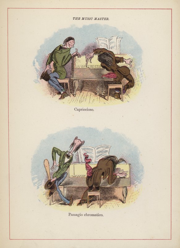 The Music Master - different ways of playing the piano (colour litho) بواسطة مدرسة اللغة الإنجليزية