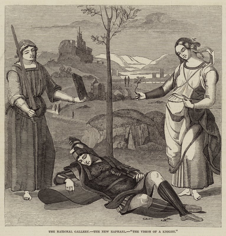 The National Gallery, the New Raphael, The Vision of a Knight (engraving) بواسطة مدرسة اللغة الإنجليزية