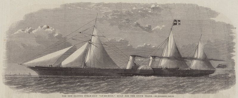 The New Clipper Steam-Ship "Ly-Ee-Moon" المصممة لتجارة الأفيون (النقش) بواسطة مدرسة اللغة الإنجليزية