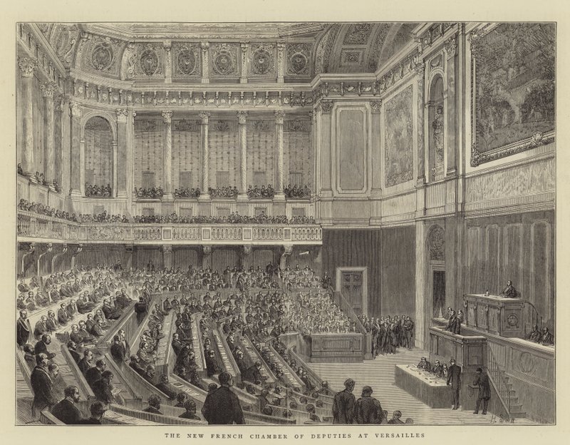 The New French Chamber of Deputies at Versailles (engraving) بواسطة مدرسة اللغة الإنجليزية