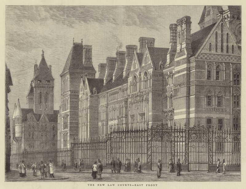 The New Law Courts, East Front (engraving) بواسطة مدرسة اللغة الإنجليزية