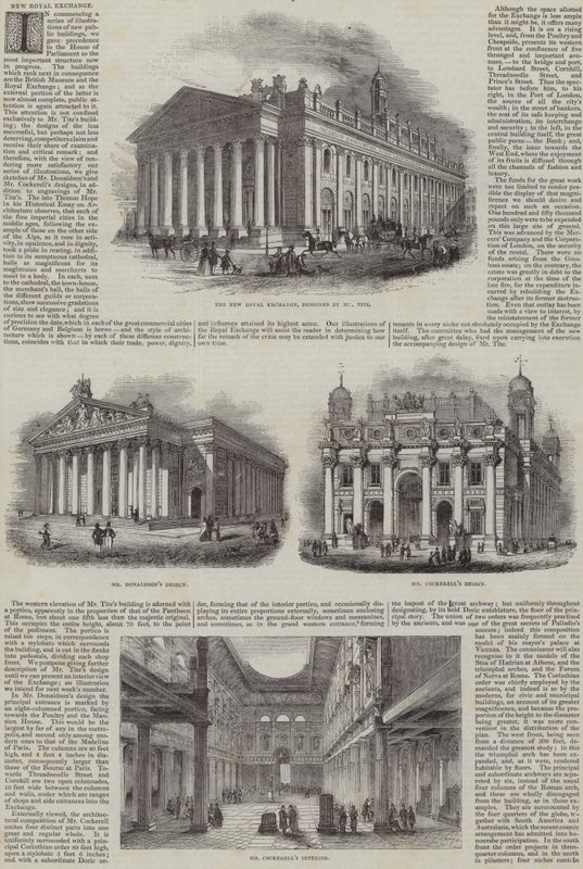 The New Royal Exchange ، لندن ، بتصميمات بديلة (نقش) بواسطة مدرسة اللغة الإنجليزية