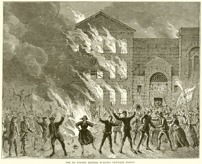 The No Popery Rioters حرق سجن Newgate بواسطة مدرسة اللغة الإنجليزية