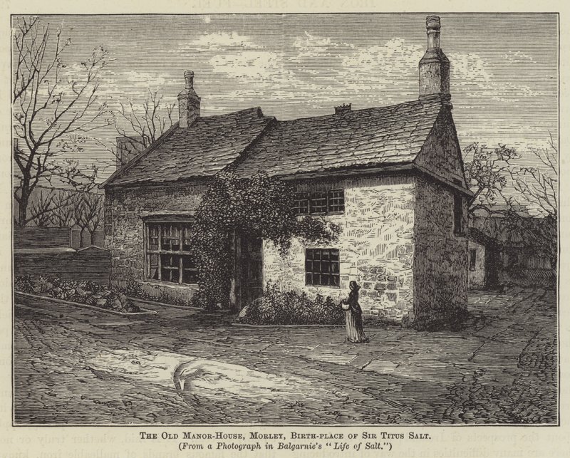 The Old Manor-House ، مورلي ، مكان ولادة السير تيتوس سولت (نقش) بواسطة مدرسة اللغة الإنجليزية