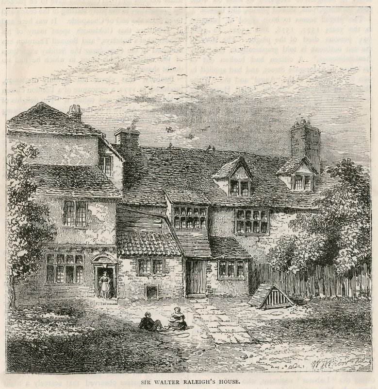 The Old Pied Bull (الخلفي) ، منزل السير والتر راليز بواسطة مدرسة اللغة الإنجليزية