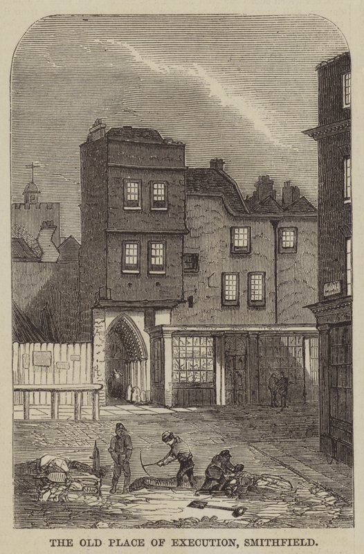 The Old Place of Execution, Smithfield (engraving) بواسطة مدرسة اللغة الإنجليزية