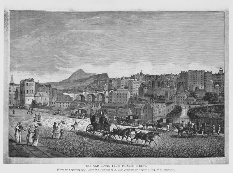 The Old Town, from Princes Street (engraving) بواسطة مدرسة اللغة الإنجليزية