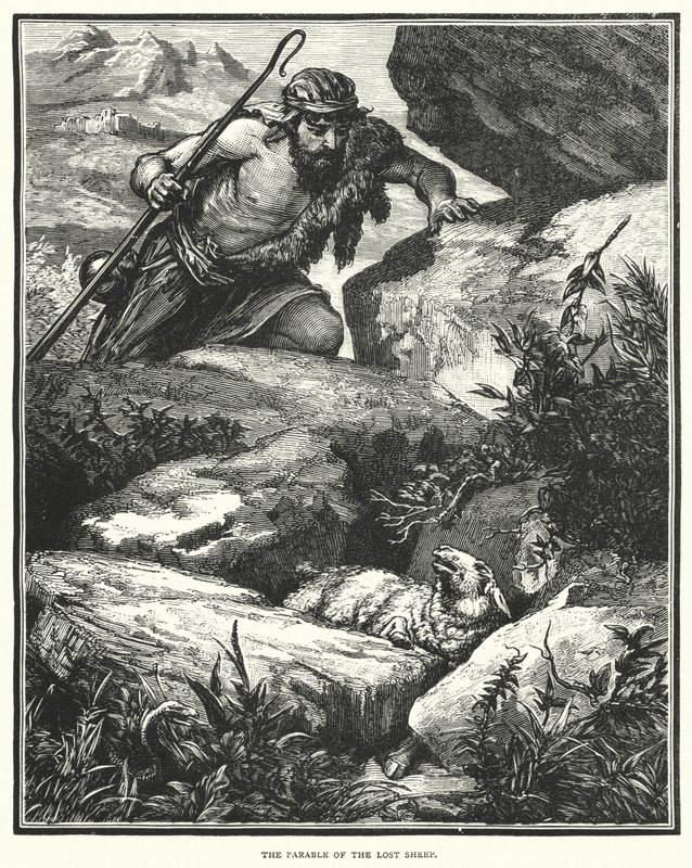 The Parable of the Lost Sheep (engraving) بواسطة مدرسة اللغة الإنجليزية