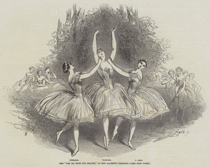"Pas de Trois des Graces" في مسرح Her Majesty's (نقش) بواسطة مدرسة اللغة الإنجليزية