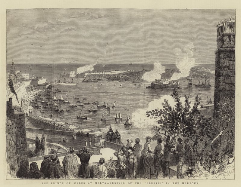 The Prince of Wales at Malta, Arrival of the "Serapis" in the Harbour (engraving) بواسطة مدرسة اللغة الإنجليزية