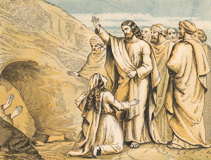نشأة لعازر (نقش ملون) بواسطة مدرسة اللغة الإنجليزية