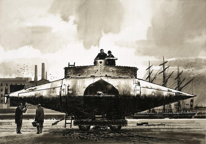 غواصة "Resurgam" التي أنشأها القس جورج غاريت في عام 1879 بواسطة مدرسة اللغة الإنجليزية