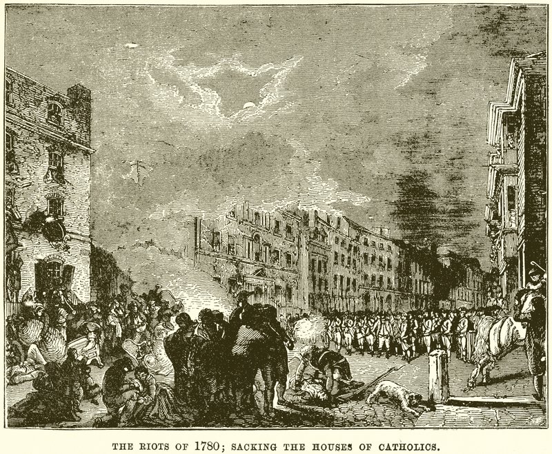أعمال الشغب عام 1780 ؛ عزل بيوت الكاثوليك بواسطة مدرسة اللغة الإنجليزية