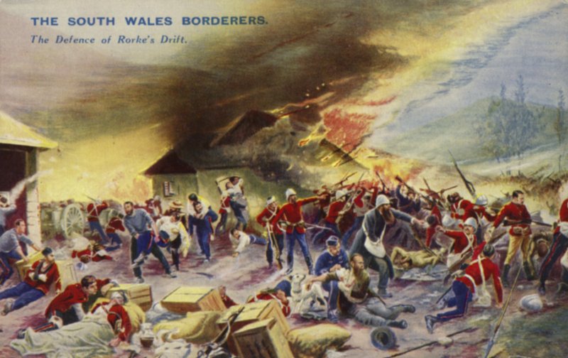 حدود جنوب ويلز في الدفاع عن Rorkes Drift ، جنوب أفريقيا ، حرب الزولو ، 1879 بواسطة مدرسة اللغة الإنجليزية