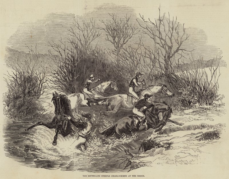 The Southgate Steeple Chase, Scene at the Brook (engraving) بواسطة مدرسة اللغة الإنجليزية