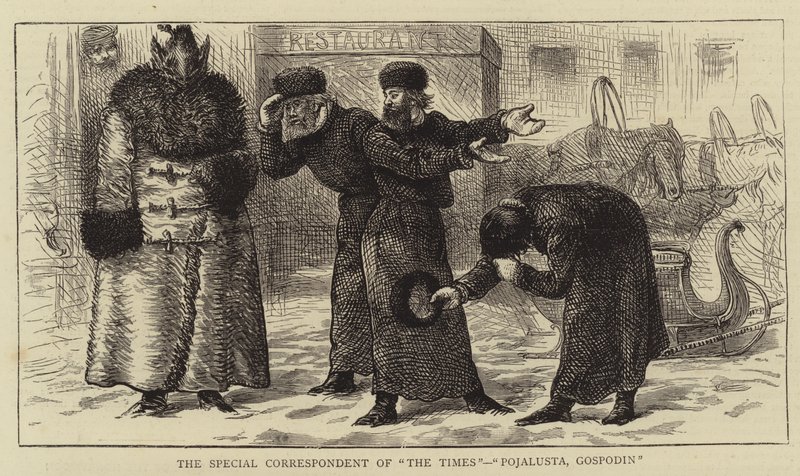 The Special Correspondent of the "The Times", "Pojalusta, Gospodin" (engraving) بواسطة مدرسة اللغة الإنجليزية