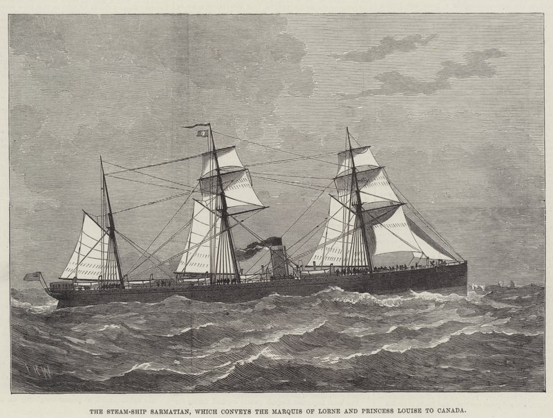 سفينة Steam-Ship Sarmatian ، التي تنقل مركيز لورن والأميرة لويز إلى كندا (نقش) بواسطة مدرسة اللغة الإنجليزية