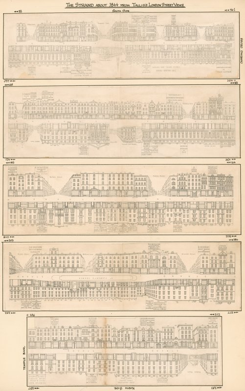 ستراند حوالي عام 1844 من تاليس لندن ستريت فيوز بواسطة مدرسة اللغة الإنجليزية