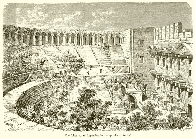 المسرح في Aspendus في Pamphylia (من الداخل) بواسطة مدرسة اللغة الإنجليزية