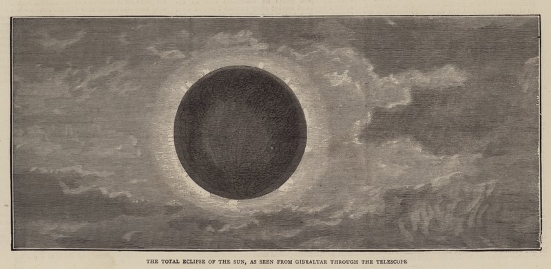 The Total Eclipse of the Sun, as seen from Gibraltar through the Telescope (engraving) بواسطة مدرسة اللغة الإنجليزية