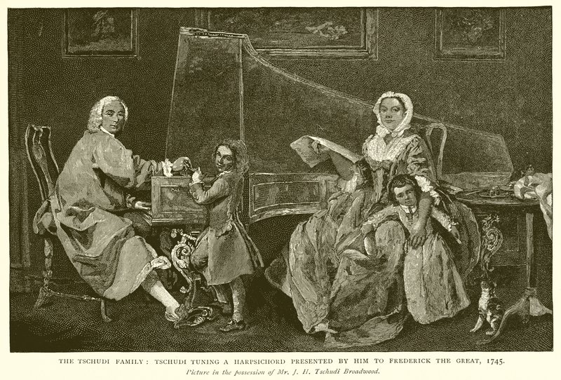 عائلة Tschudi: Tschudi Tuning a قدمه له فريدريك العظيم ، 1745 بواسطة مدرسة اللغة الإنجليزية