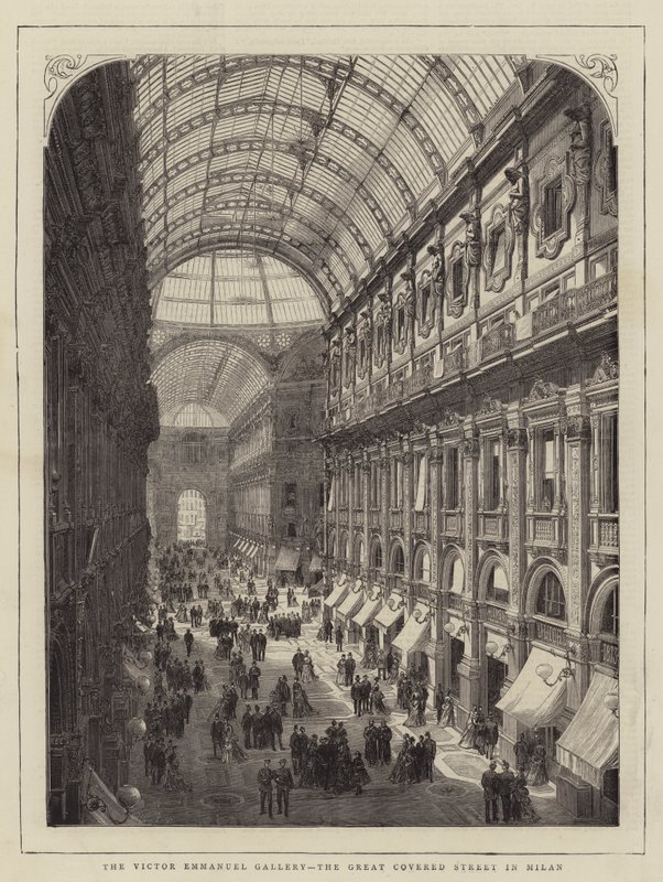 The Victor Emmanuel Gallery, the Great Covered Street in Milan (engraving) بواسطة مدرسة اللغة الإنجليزية