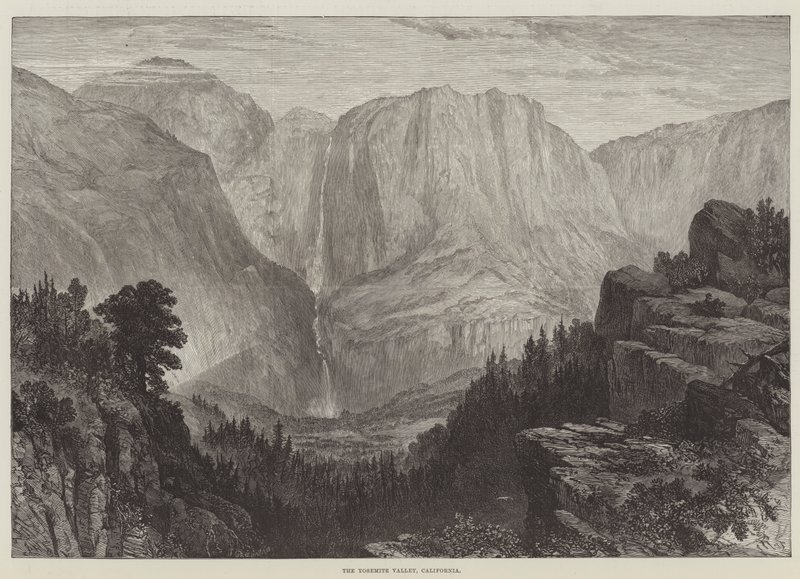 The Yosemite Valley, California (engraving) بواسطة مدرسة اللغة الإنجليزية